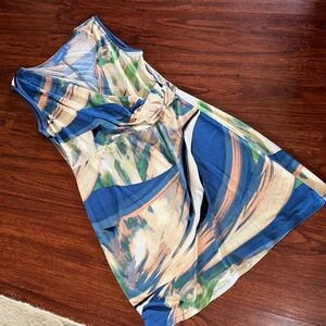 Simply Vera Vera Wang Asymmetrical Blue and Cream Dress size medium